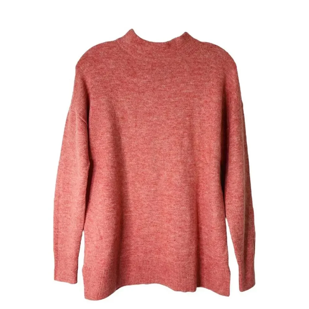 NEW pink peach mock neck pullover preppy oversized sweater small